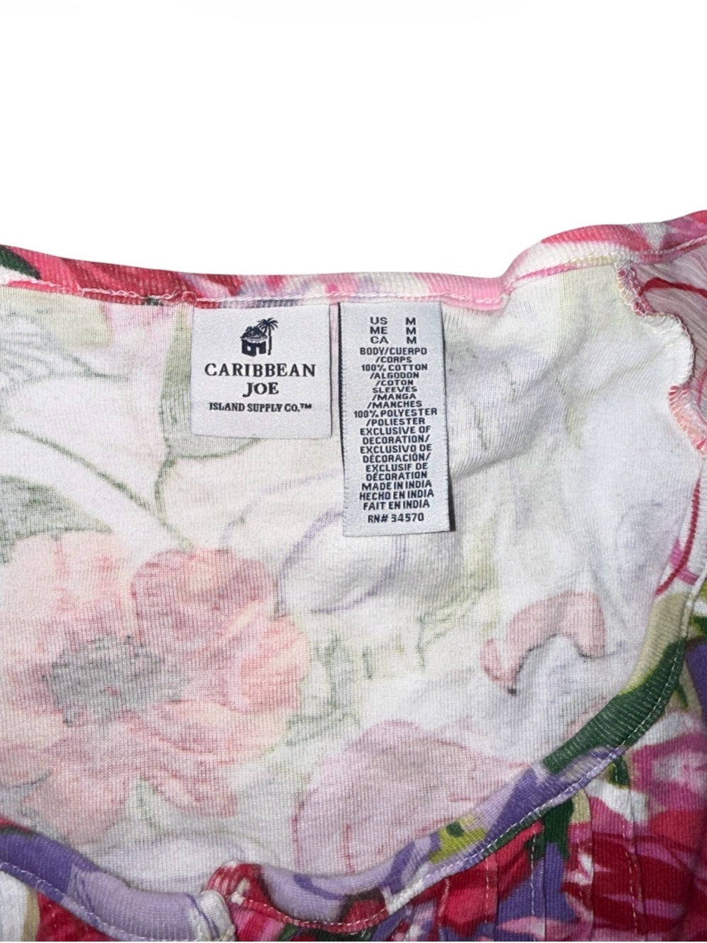 Caribbean Joe Floral Flutter Sleeve Top - Picture 3 of 3